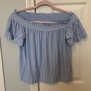 Blue & White American Eagle Top